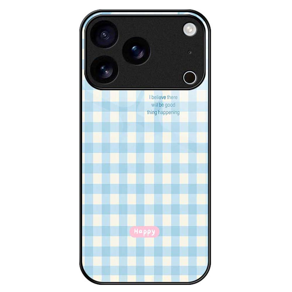 For iPhone 17 Pro Case PC TPU Tempered Glass Pattern Printing Phone Back Cover