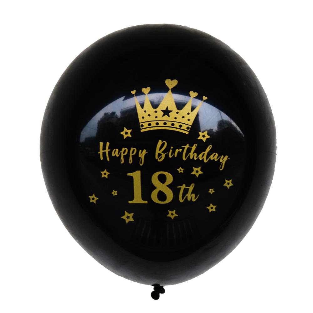 18th Birthday Decorations Hanging Banner Black Gold Boys Girls Happy Birthday 18th Balloons Banner 18 Year Old Party Supplies