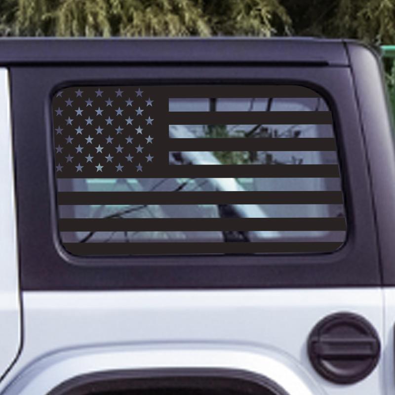 Car Rear Window US Flag Decorative Decal Cover Sticker Jeep Wrangler 2021, 2022, 2024 Style 4 Door Edition External Accessories