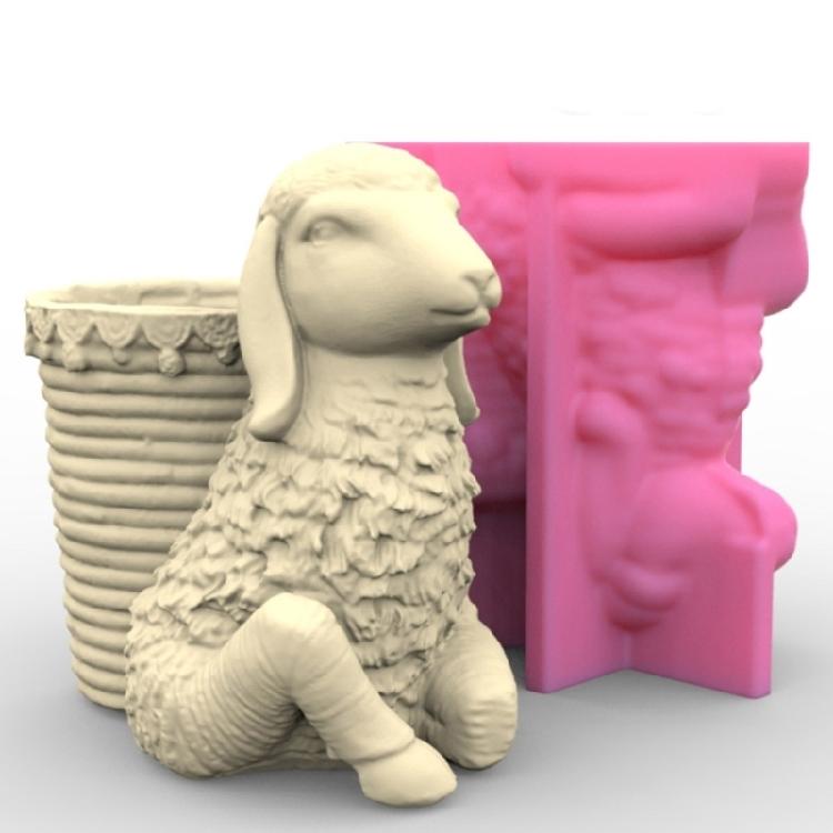 Silicone Casting Mold Sheep Shaped Vase Mold for Designing Vase Candle Holder