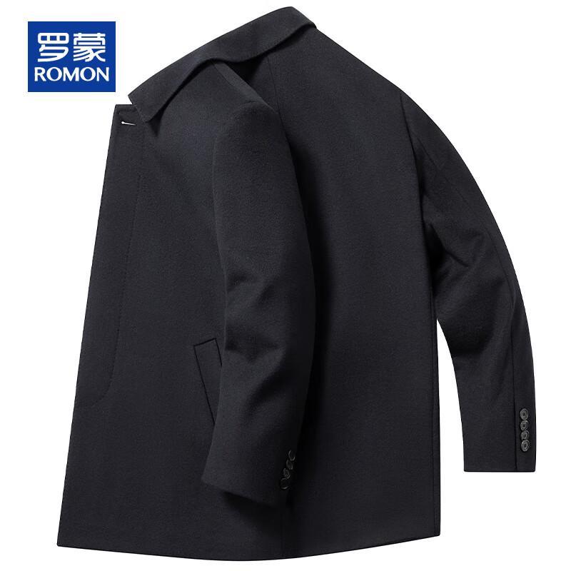 ROMON Men's 100% Pure Wool Mid-Length Thickened Coat