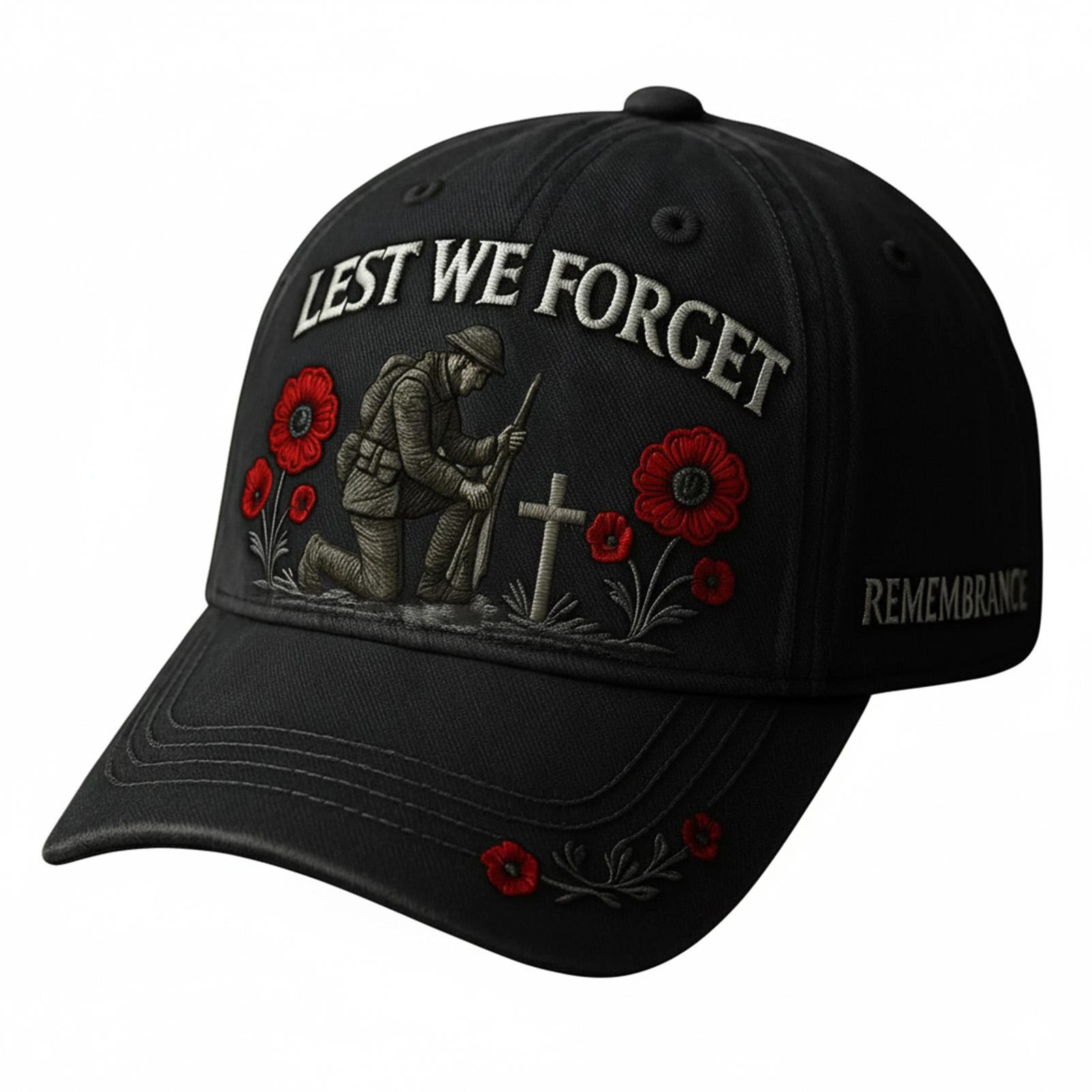 

Кепка-мемориал Героям с 3D вышивкой Креста Солдата и Мака, регулируемая бейсболка для ветеранов, Патриотический подарок чёрный