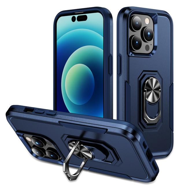 Militært støtsikkert rustningshybriddetuiet til iPhone 14 13 12 11 Pro Max Plus XS Xr 7 8 Magnetisk ringstativ TPU + PC Defender-deksel