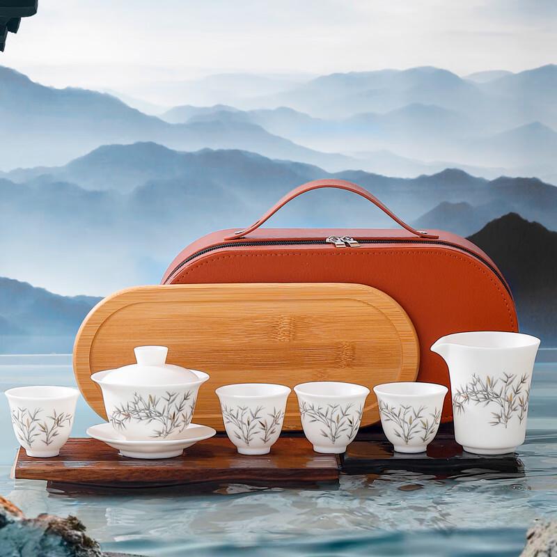 OIMG Ceramic Gaiwan Travel Tea Set - Ink Bamboo