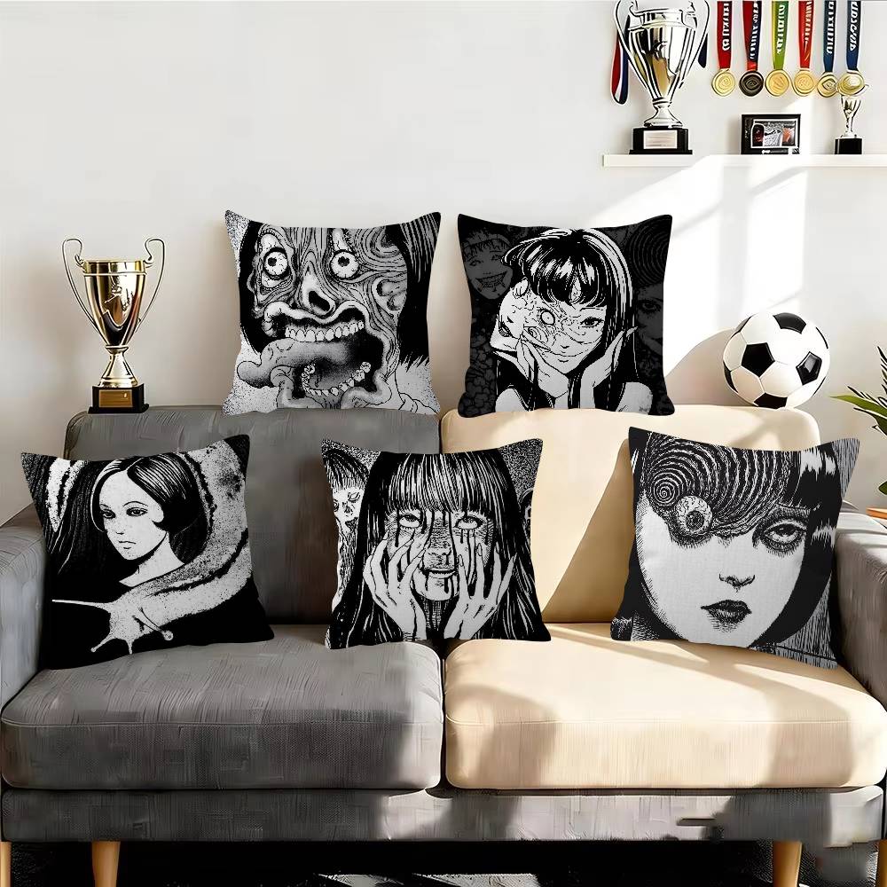 Japan Classic Anime JJunji Ito Edit Cushion Cover Pillowcase Upholstery Sofa Throw Pillow Home Decor Pillowcas