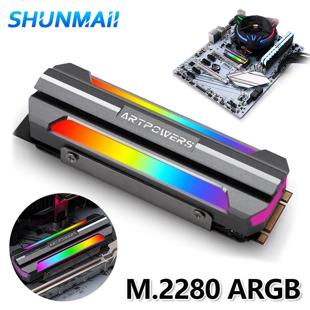 M.2 SSD Heatsink Cooler Aluminum Alloy Sheet ARGB M.2 2280 NVME Solid State Hard Drive Heat Dissipation Radiator Cooling Body