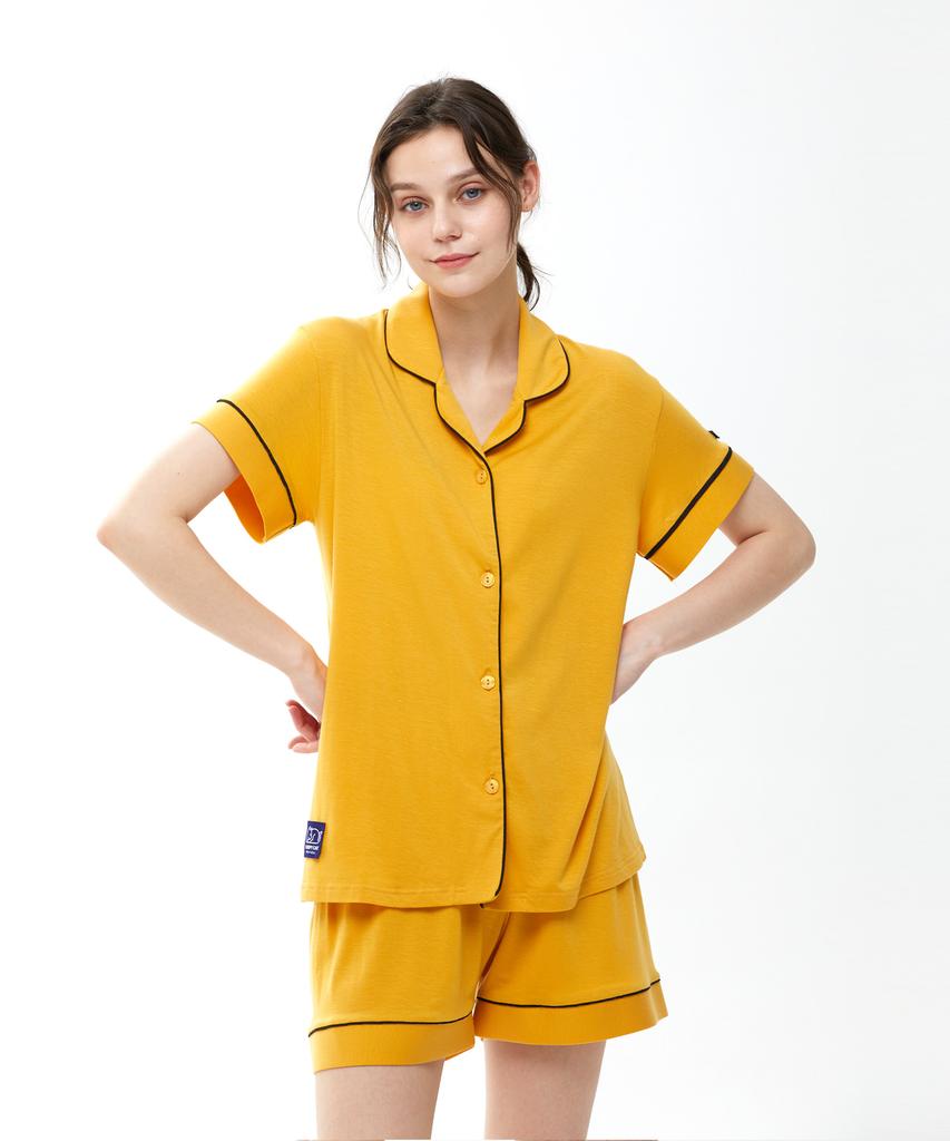 Seullipikaes Solid Spandex Short Sleeve Pajamas [Women]_3C