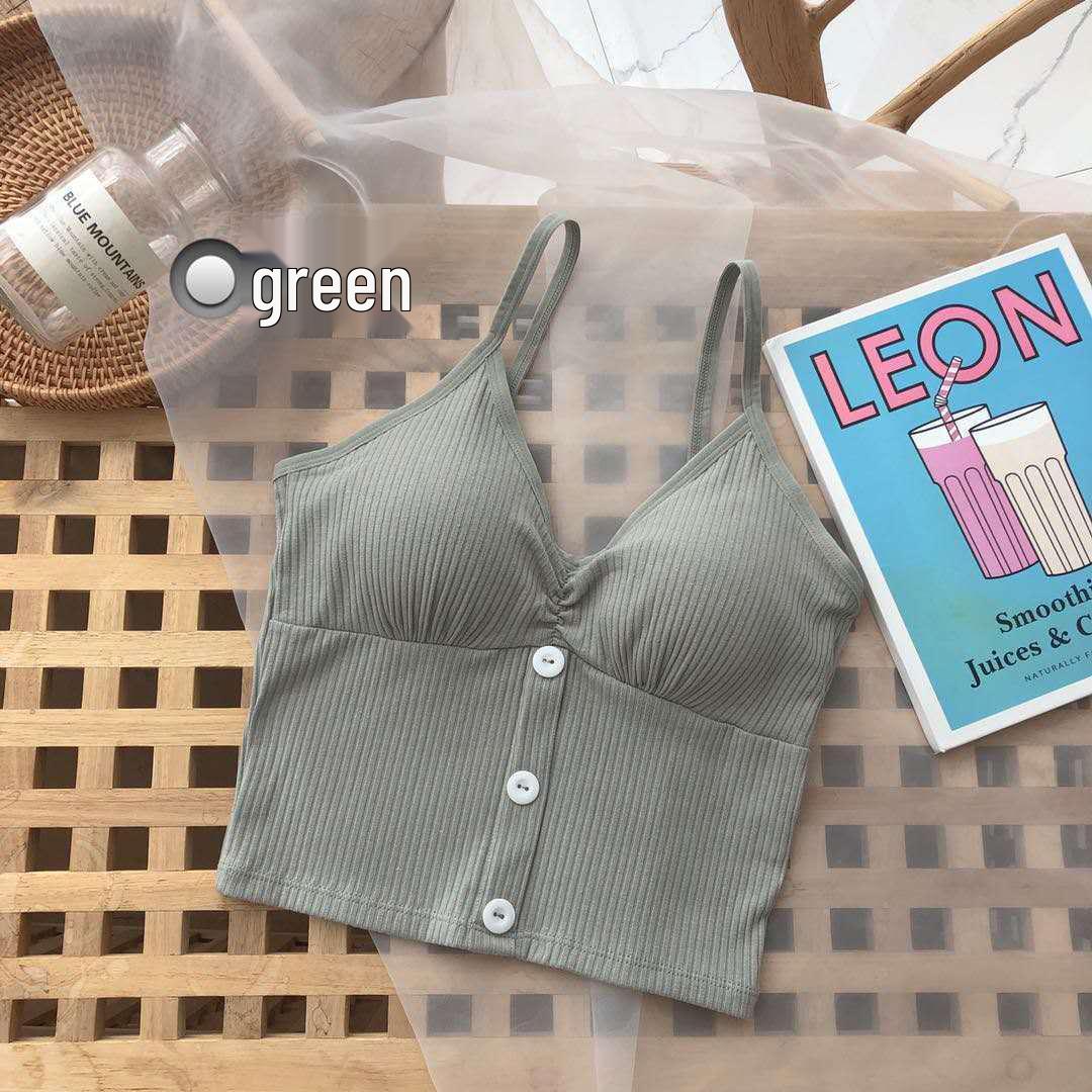 

Women’s Backless Bandeau Sports Vest with Chest Pads and Bandage Straps One Size зелений