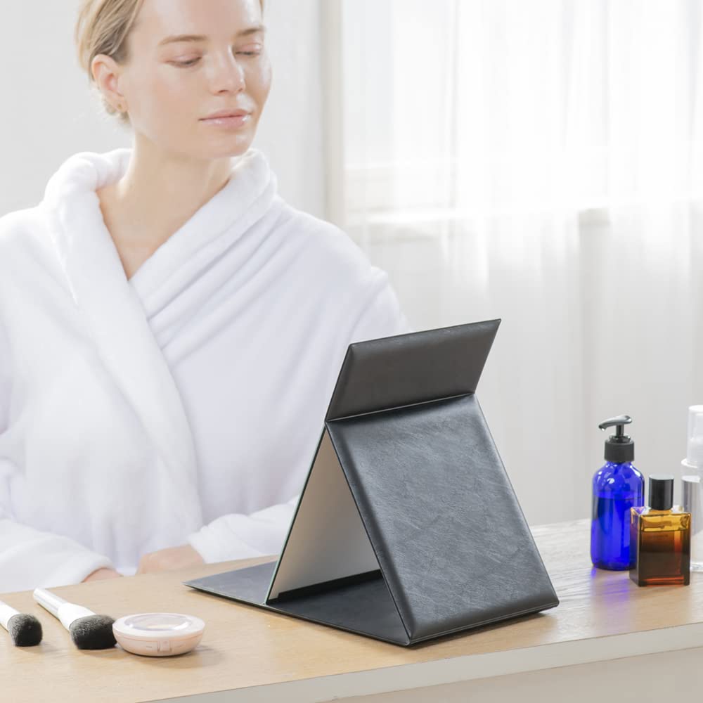 Horiuchi Mirror Industry Napure Mirror Pro Model Folding Mirror LL Size Black Makeup Mirror - Reflects True Skin Tone - Birthday Gift