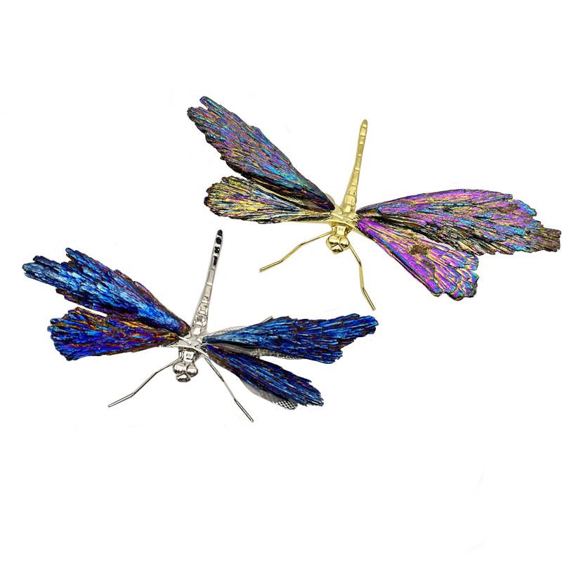 Crystal Dragonfly Natural Crystal Handmade Handicraft Ornaments Simulated Insects Golden Dragonfly Decorative Figurines