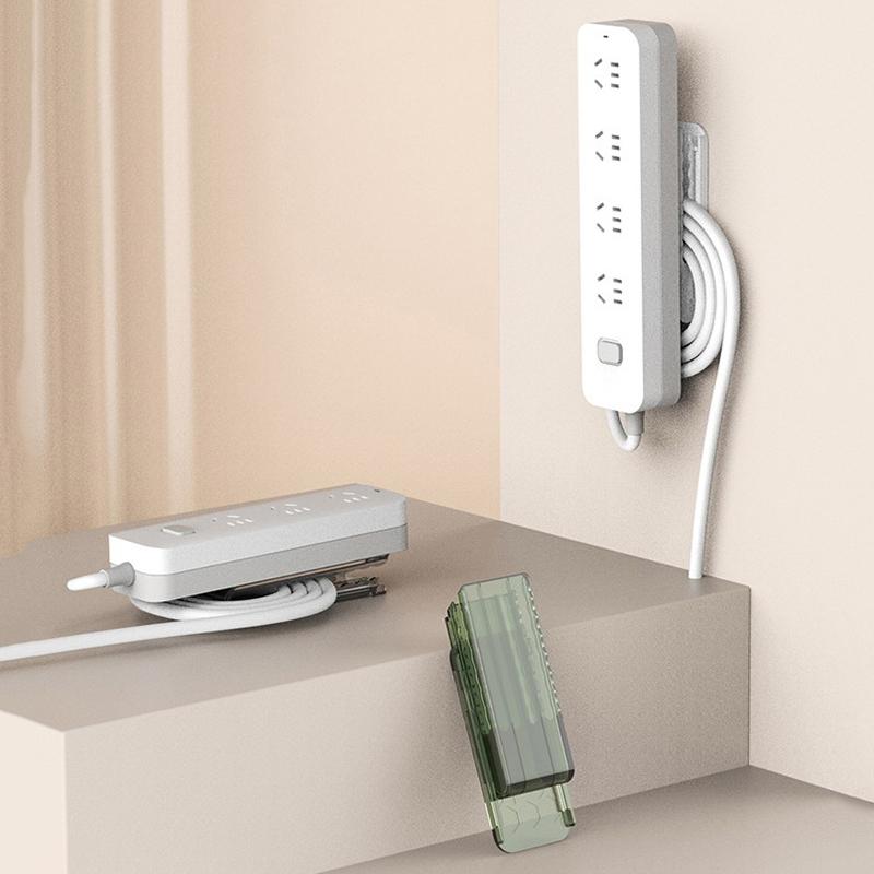 Wall-Mounted Holder Punch-Free Plug Fixer Self-Adhesive Socket Fixer Cable Power Strip Holder Cable Wire Organizer Rack