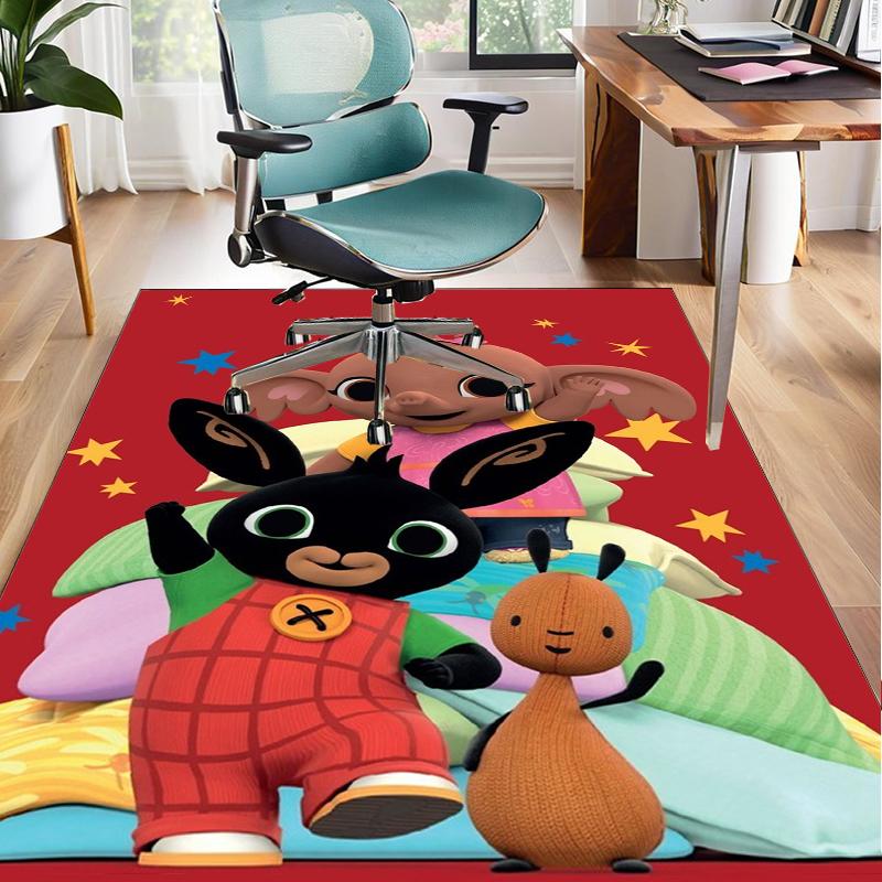 Bunny And Friends Adventure Office Rug Chair Mat, Game Carpet, Suitable for Front Door, Bedroom, Living Room, Desk, Holiday Gift