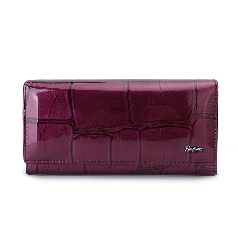 WomenGenuine Leather Long Wallet Magnetic Hasp Cow Leather Female Coin Purses Fashion High Quality Wallets Women's Money Walet Ladies Clutch Bag