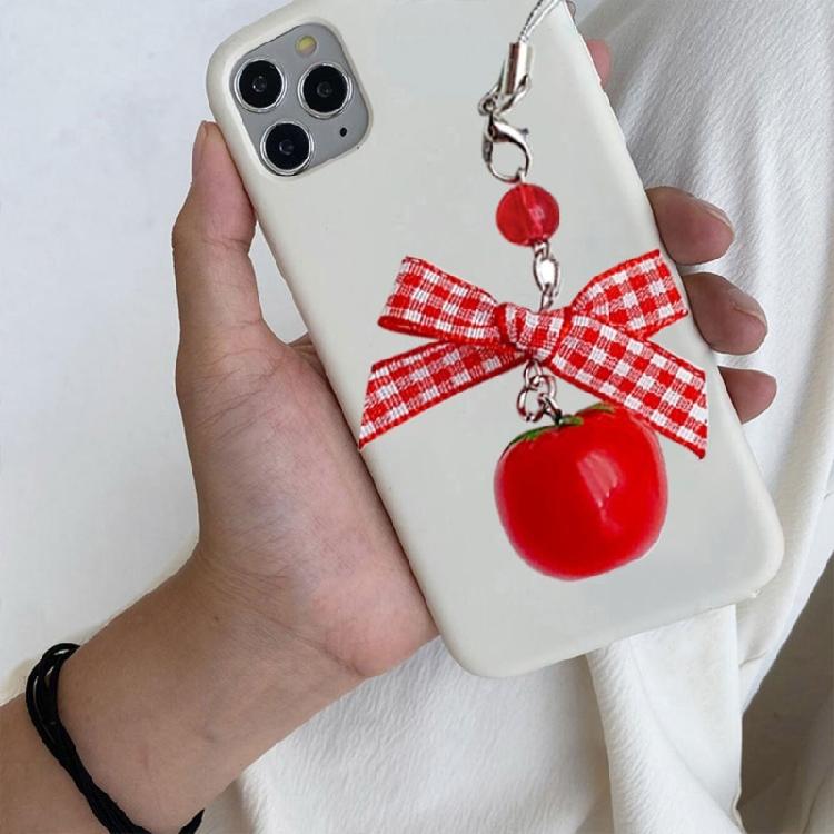 Aesthetic Strawberry Phone Chain Bowknot Phone Charm Tomato Bag Pendant for Girl