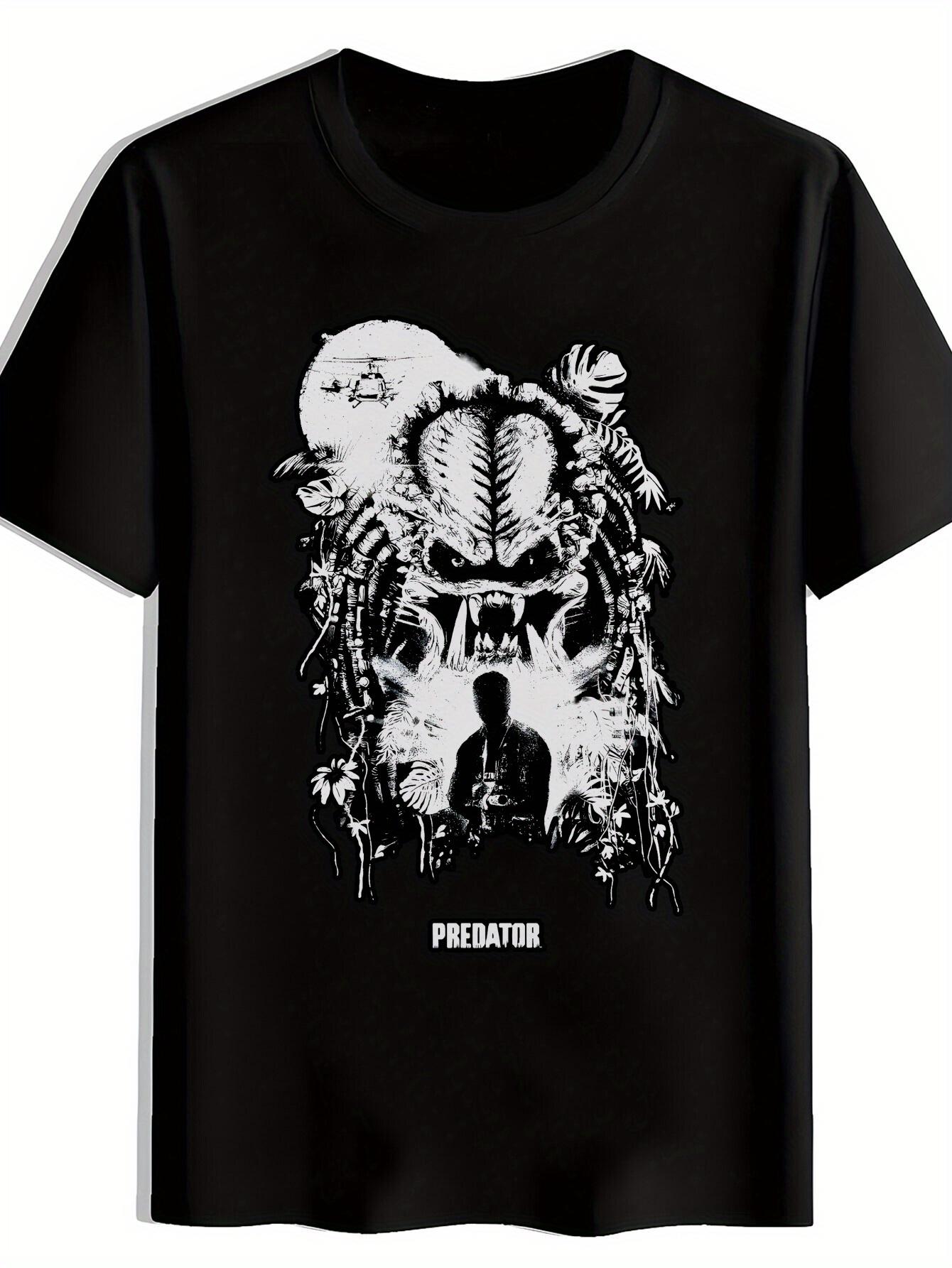 Predator Graphic T-shirt - Black Short Sleeve Crew Neck S