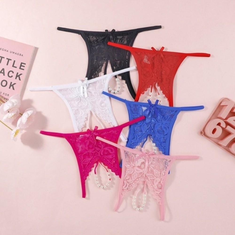 Low-waist Lace Seamless Panties Open Crotch Women's Thong Comfortable Mesh Lace Briefs  Female