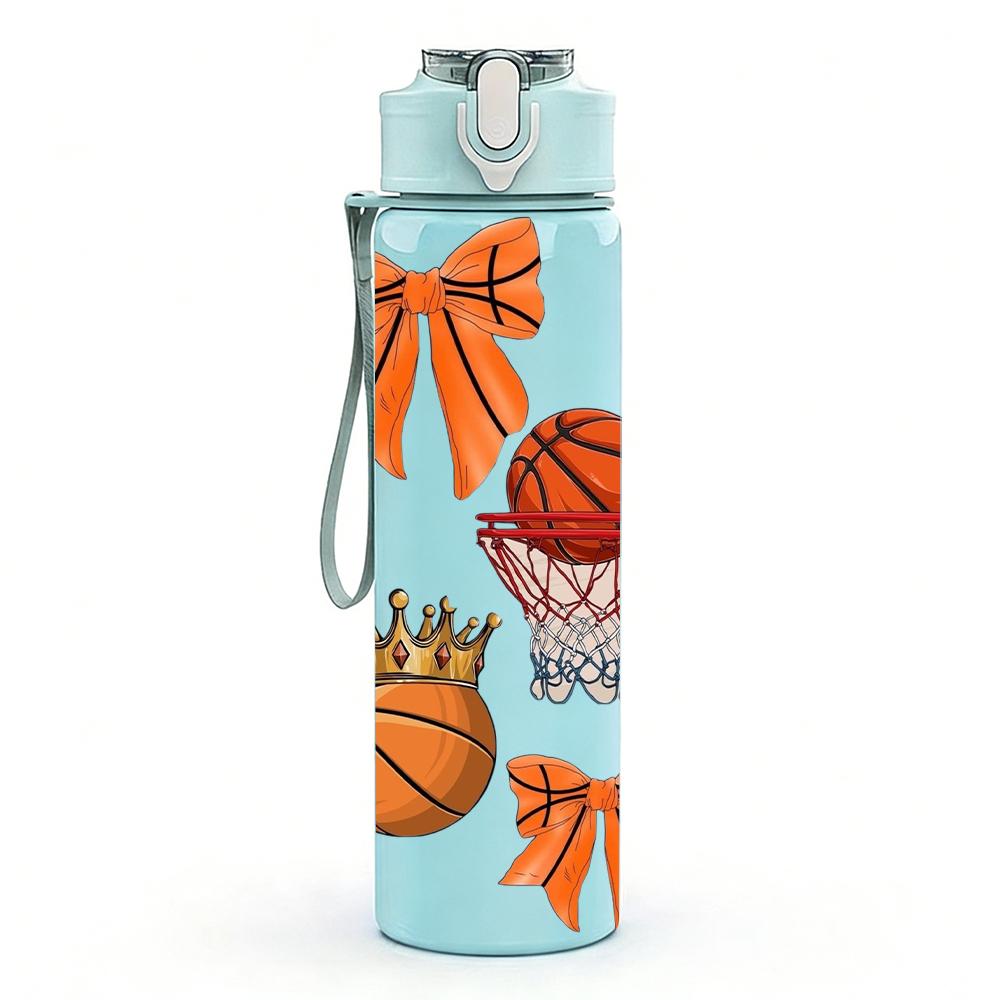 1PC Basketball Bow Trophy Combo 750ml Color Plastic Sports Water Bottle Leakproof Flip Straw Lid Suitable for Sports Office Home Use
