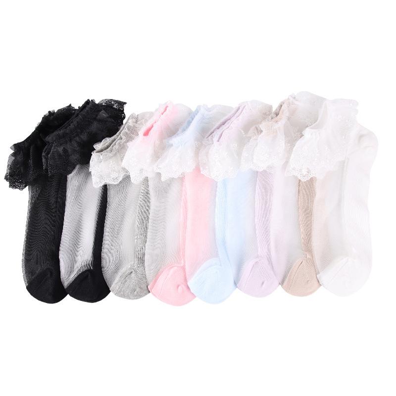 5 Pairs Women's Spring/summer Crystal Stockings Lace Stockings Transparent Glass Stockings