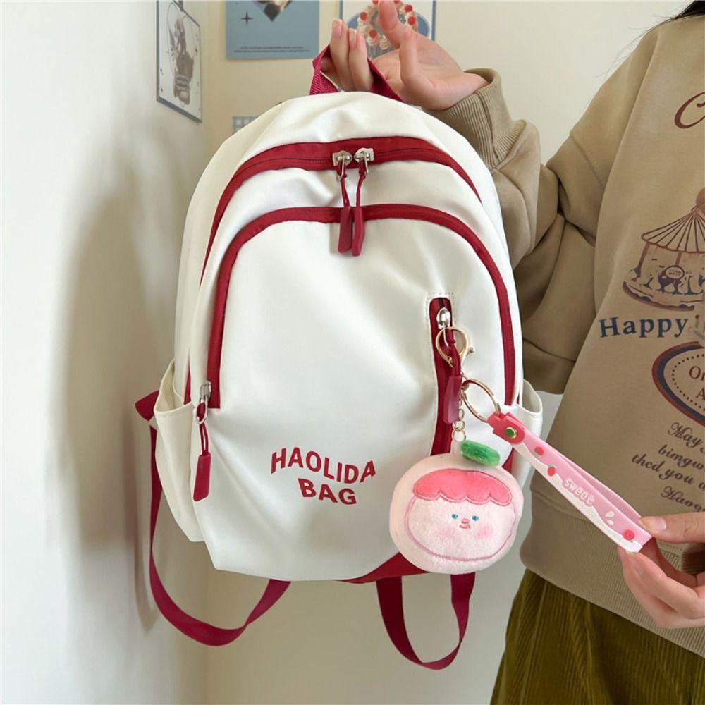 

Simple Students Backpack Cool Shoulder Bag Casual School Bag Travel C With Pendant