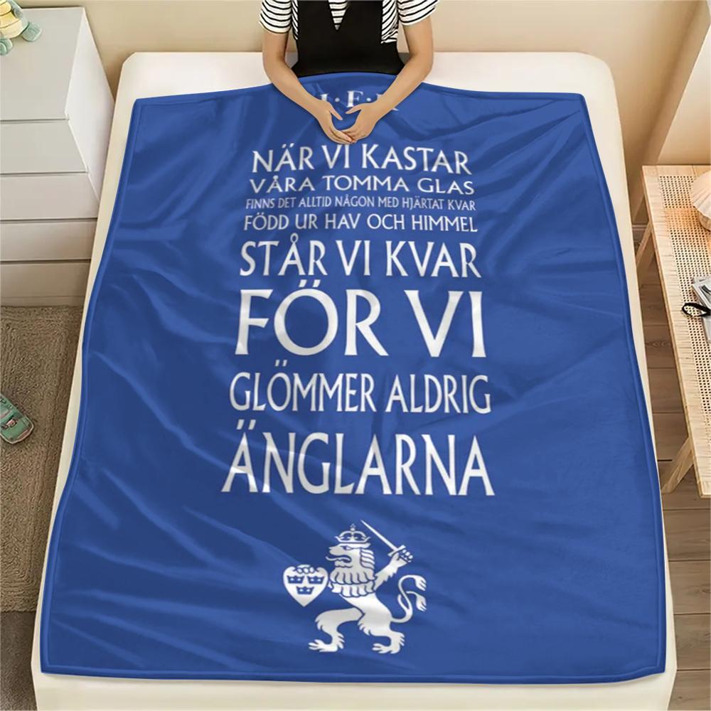 1PC IFK Göteborg Print Flannel Blanket, High quality Comfortable for All Seasons, Home Decor, Warmth and Comfort, Perfect for Christmas Gifts