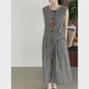 Taochuan Japanisches Retro-Karomuster Ärmellose Weste & High-Waist Elastisches Rock-Set für Damen