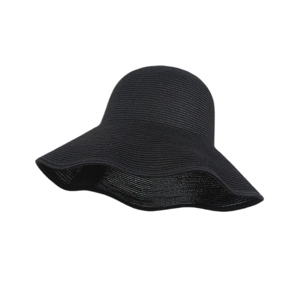 Simple Wide Brim Straw Hat Solid Color Women's Sun Visor Hats UV Protection Cap  Outdoor Activities