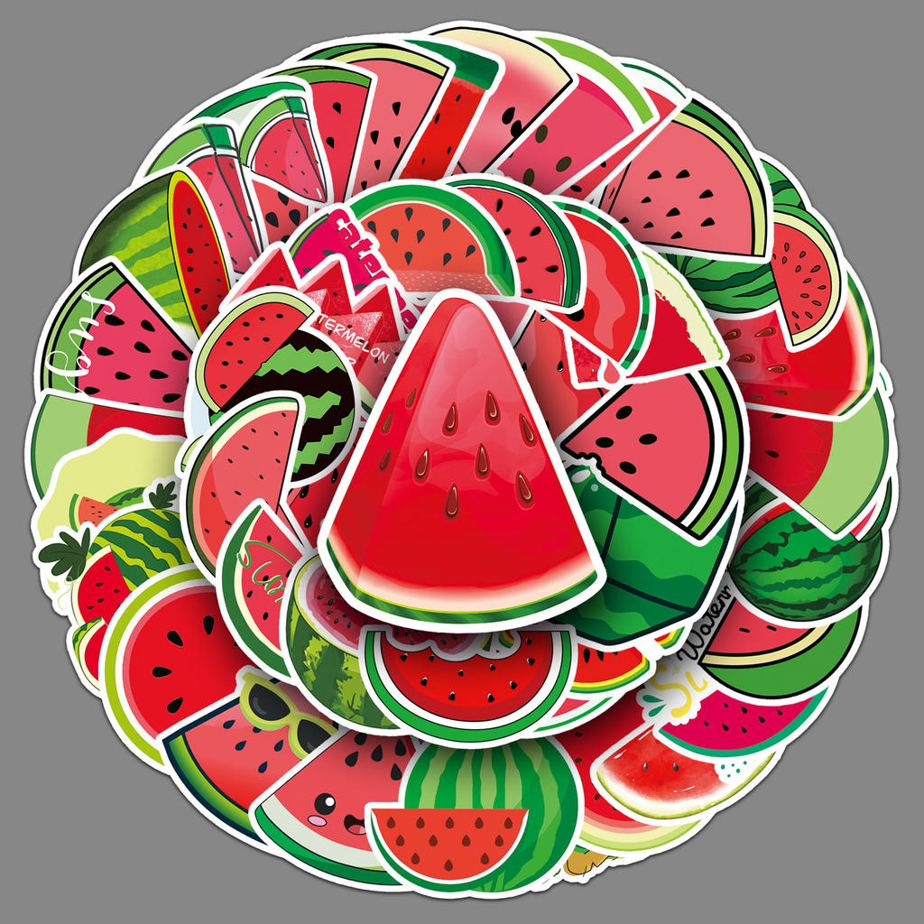 50 Watermelon Graffiti Stickers Personalized Cartoon Fruit Children's DIY Mobile Phone Case Water Cup Suitcase Stickers Waterproof