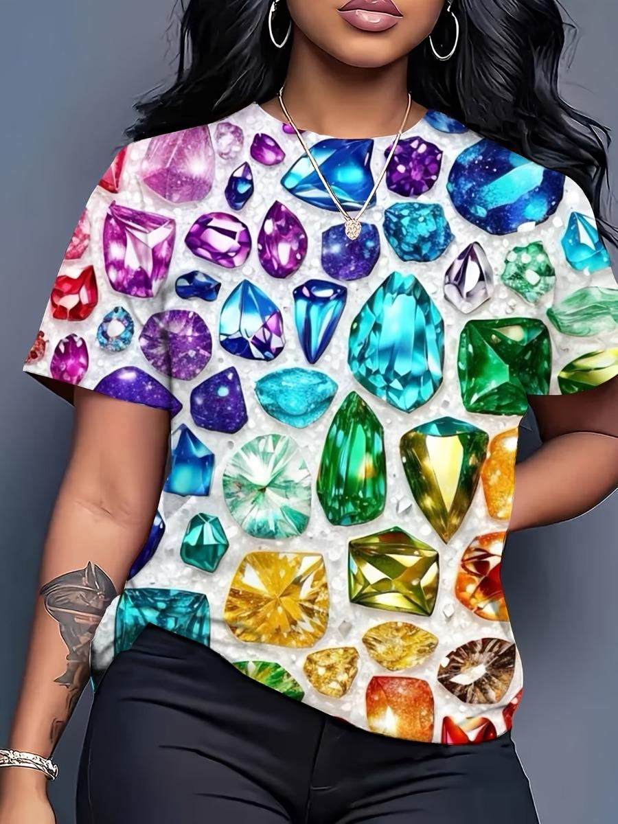 

Luxurious Glittery Feather Print in Gold, Pink & Teal Hues Summer Women T-shirt 6XL