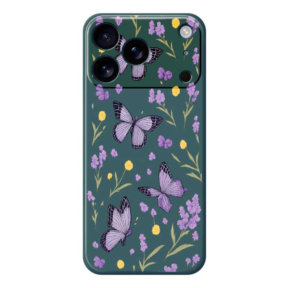 For iPhone 17 Pro Max Case Purple Butterflies Pattern Printing Straight Edge TPU Phone Back Cover