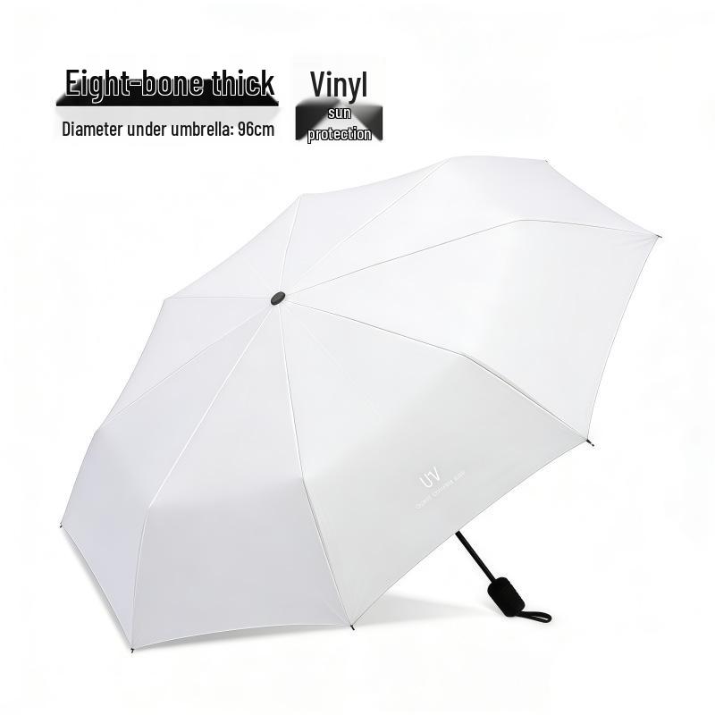 Fully Automatic Dual-Use Folding Umbrella with Logo - Sun & UV Protection, Black Glue Sunshade for Sunny/Rainy Days.
