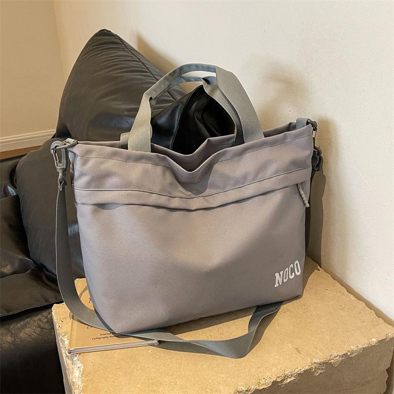 Stylish Unisex Large Capacity Canvas Tote Bag Soft Polyester Zipper Closure