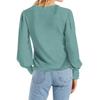 Damen Langarm T-Shirts Rundhals Puffärmel Chiffon Pullover Shirts Einfarbig Bluse Tops