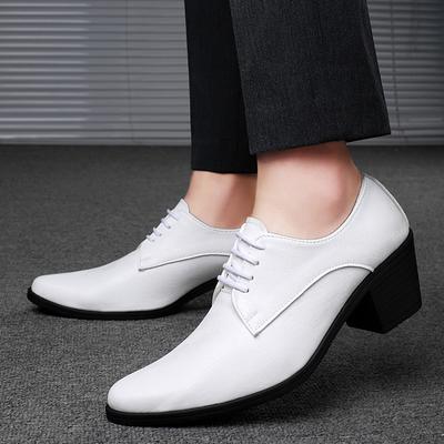 Hombres Tacones Altos Derby de Cuero Blanco Vestido de Novia Baile Negocios Zapatos con Ascensor Formal Aumento de Altura Esmoquin Prom Blazers Zapatos para Hombre