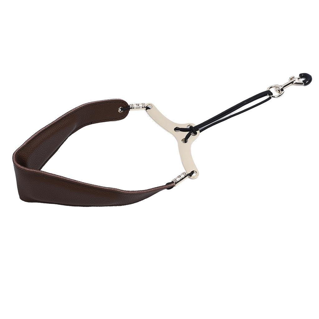 Saxophone Neck Strap for Alto Tenor Sax Breathable Adjustable Instrument Accessories with Metal Hook Brown