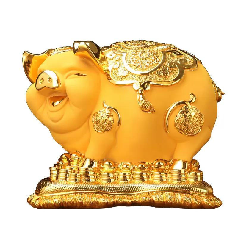 Creative Golden Piggy Bank Home Decoration Accessories Modern Resin Crafts Business Gifts Living Room TV Cabinet Ornaments
