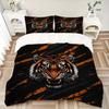 3pcs Orange Stripes Tiger Quilt Set Cartoon Themed Bed Quilt Set Lovely Character Bedroom Decor Bed Quilt Set Four Seasons (1 Cover + 2Pillowcase