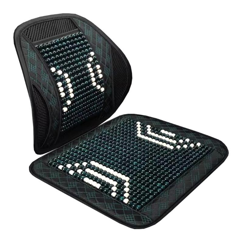 Universal Vehicle Chair Ventilated Cooling Seat Pad Cushion Beaded Comfort Seat Cover Lumbar Back Brace Support Cushion