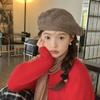 Vintage Hollow Flower Beret Female Summer And Autumn Literary And Artistic Face Small Bud Painter Hat Versatile Big Head Circumference Hat Tide