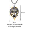 Punk Norse Odins Wolf Necklace Gold Stainless Steel Black Gem Viking Fenrir Pendant Retro Amulet Jewelry for Men