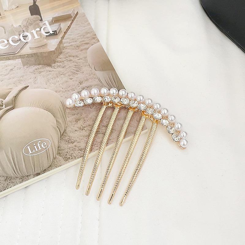 Versatile Korean Pearl Rhinestone Updo Hair Comb Accessory