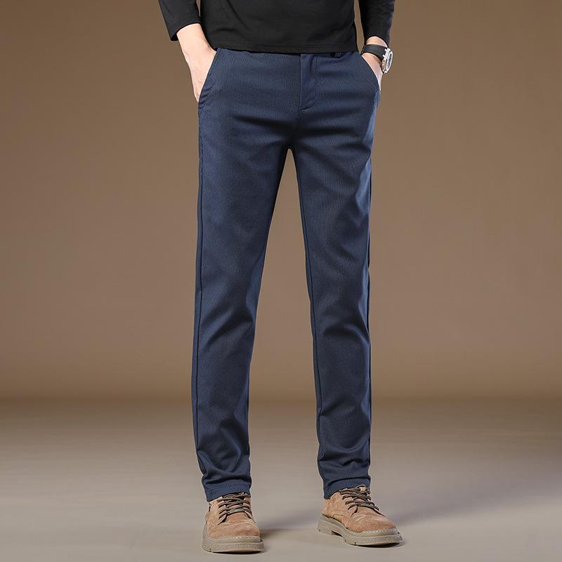 2024 Spring And Autumn New Men'S High End Leisure Slim Fit Elastic Straight Leg Western Pants Business Pure Cotton Pants