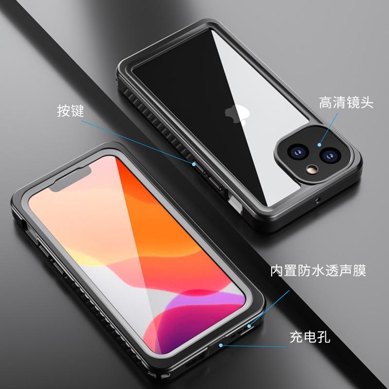 Waterproof Phone Case IPhone 13 Mini Outdoor Swimming Shockproof TPU Cover Transparent Black