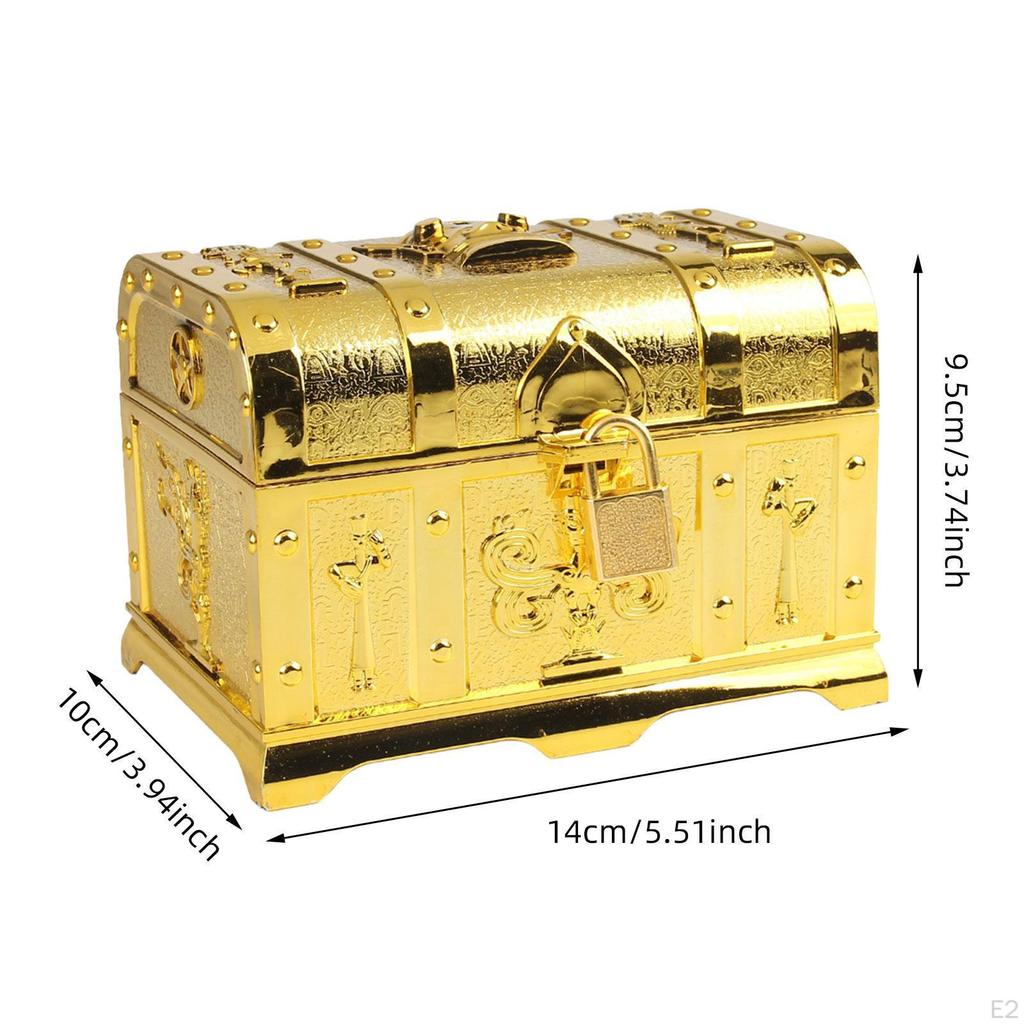 Antique Pirate Chest with Lock for Storing Trinkets and Bills