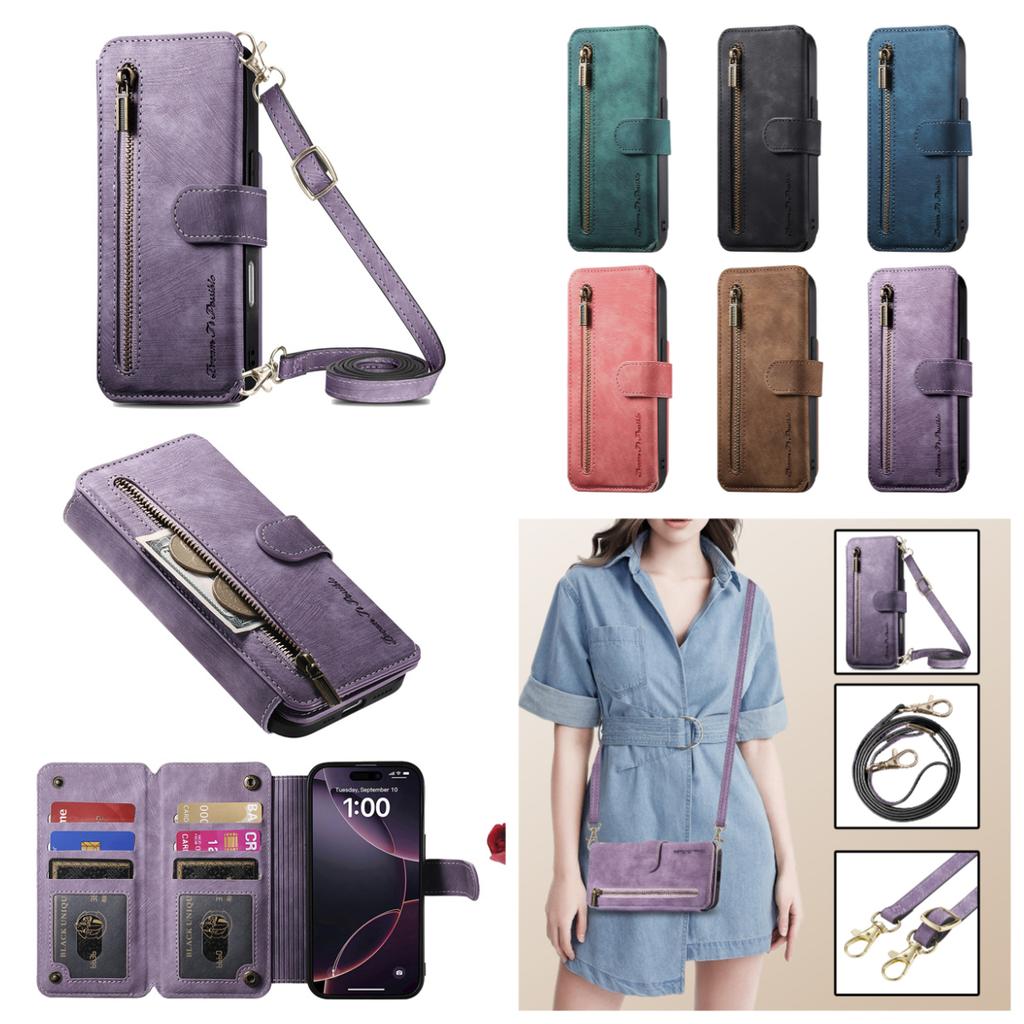 4-in-1 Wallet Case for vivo Y02/Y02s/Y11/Y17/Y15/Y12/Y3/Y15S/Y10/Y16/Y20/Y21/Y35...series (Protector, Card Holder, Crossbody Bag, Stand)