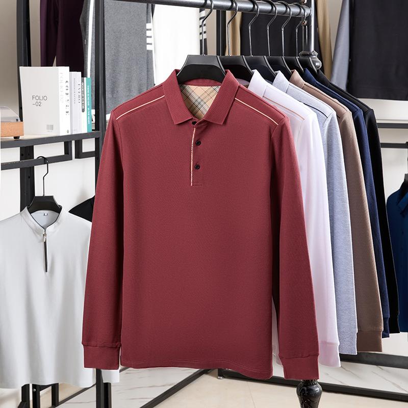 100% Cotton Lapel Collar Long Sleevet Autumn Business Casual Breathable Men spolo M