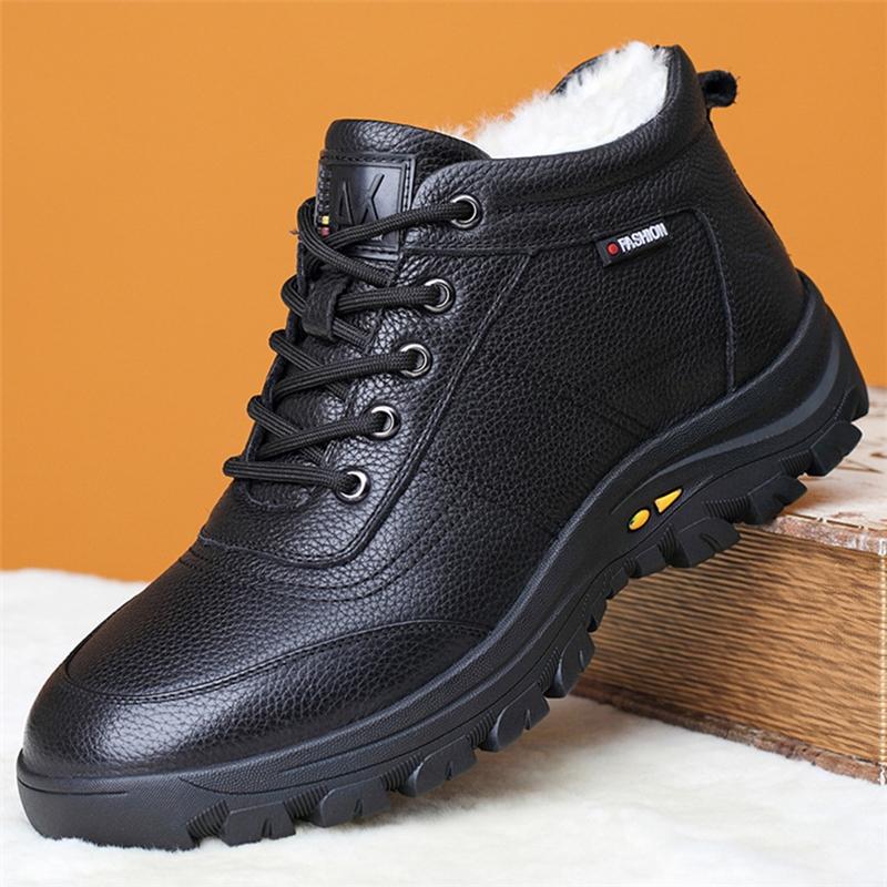 Mode Herrenschuhe Echtes Leder 100% Wollfutter Winter Super Warm Outdoor Stiefeletten Schneestiefel Herren Freizeitschuhe