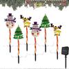 6 Pack LED Outdoor Solar Ground Inserted Christmas Decorative Lights, Waterproof Solar Courtyard Christmas Tree Snowman Santa Claus Light