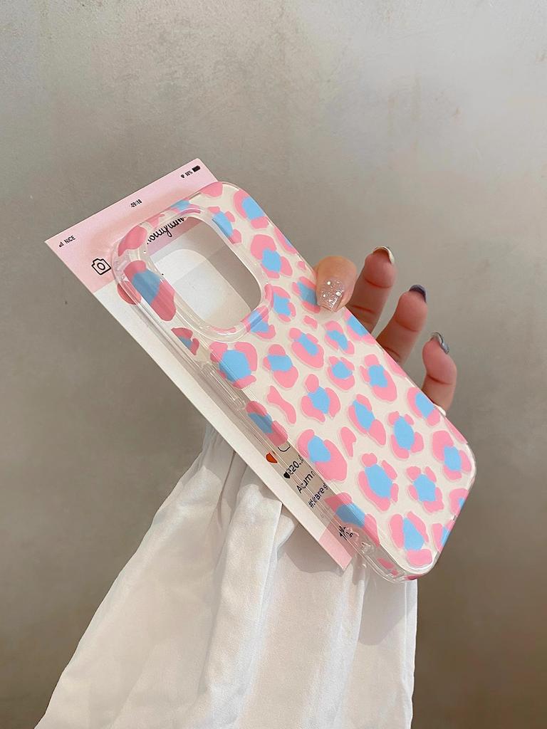 Cute Pink Leopard Print Phone Case for iPhone 17 16 15 14 Pro Max 13 16Pro 15Pro Green Leopard Stylish Lovely Soft Cover Case