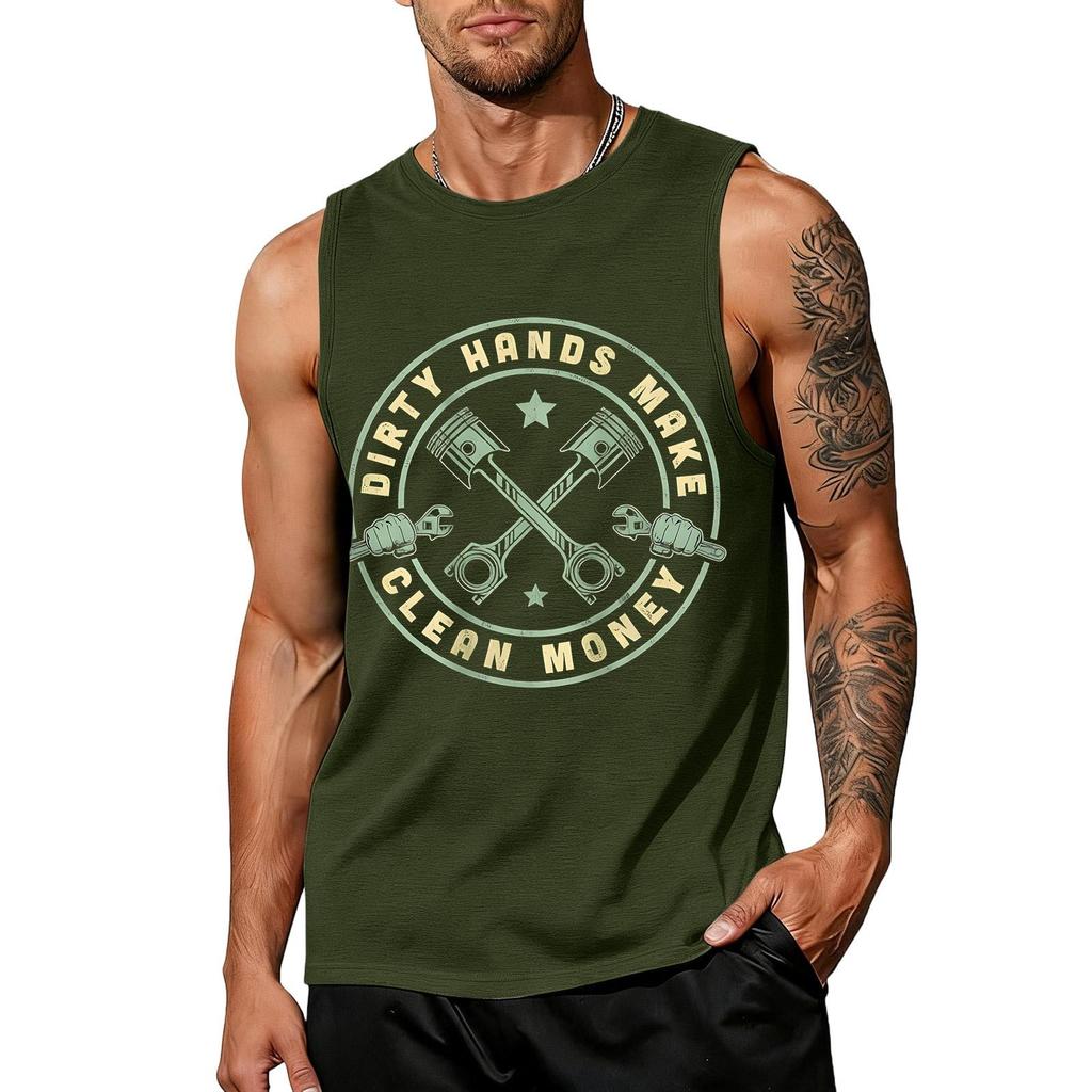 Men's Sleeveless Tank Top Casual Muscle Shirt Labor Day Graphic Print Workwear Summer Vest Gym Workout Tee