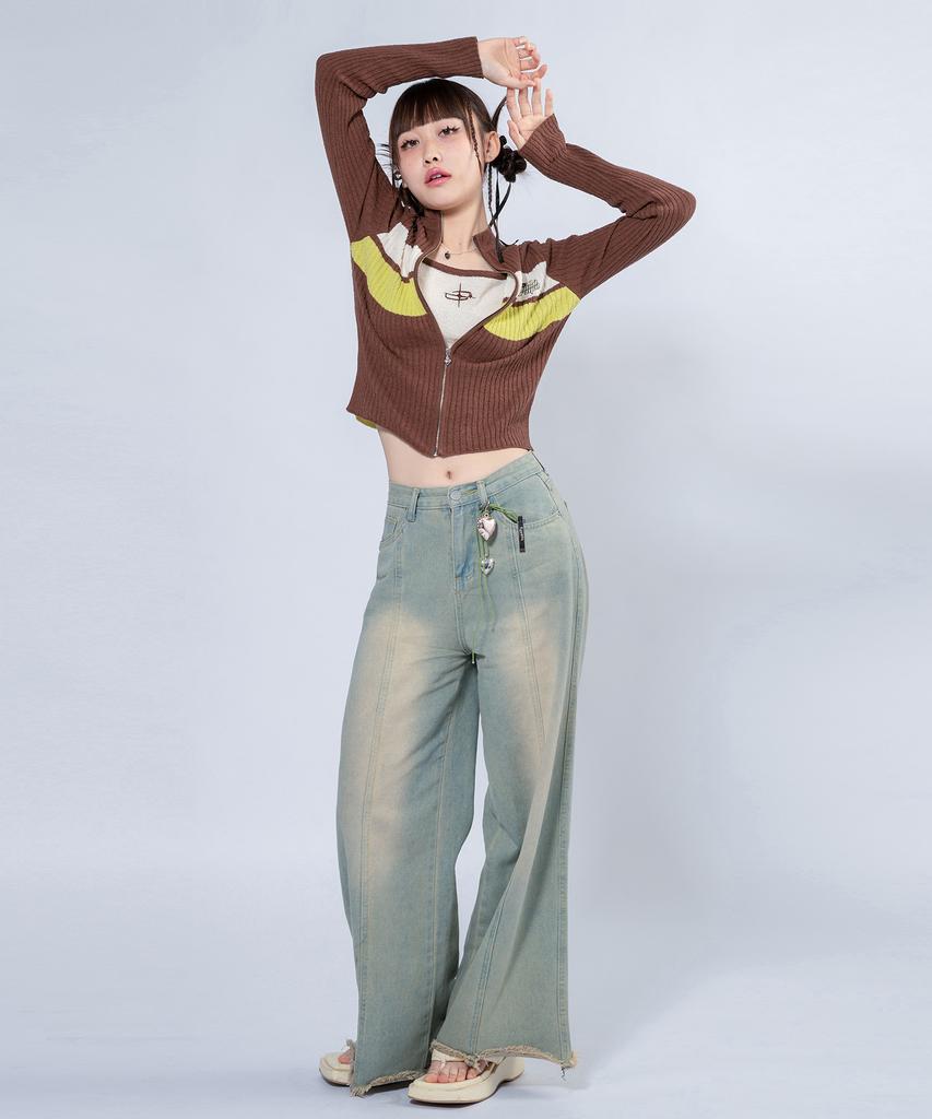 UNUSUALNORMAL Nash 2 Color Knit Top_Cream
